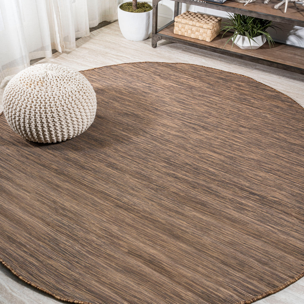 Ethan Modern Flatweave Solid Indoor/Outdoor Round Area Rug