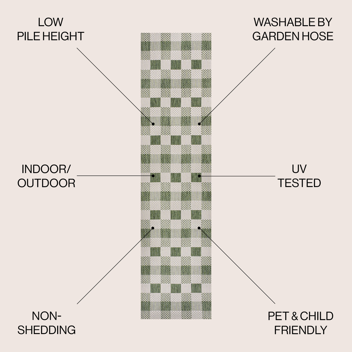Darcy Traditional Geometric Bold Gingham Indoor/Outdoor Runner Rug