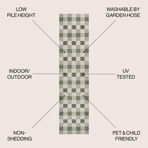 Darcy Traditional Geometric Bold Gingham Indoor/Outdoor Runner Rug