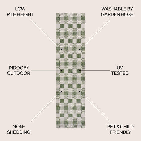Darcy Traditional Geometric Bold Gingham Indoor/Outdoor Runner Rug