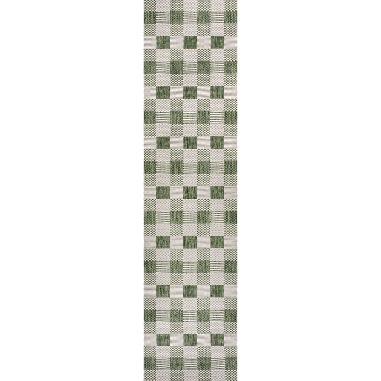 Darcy Traditional Geometric Bold Gingham Indoor/Outdoor Runner Rug