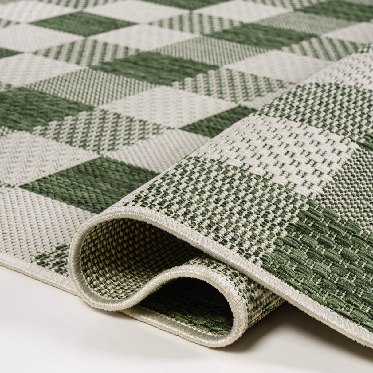 Darcy Traditional Geometric Bold Gingham Indoor/Outdoor Runner Rug