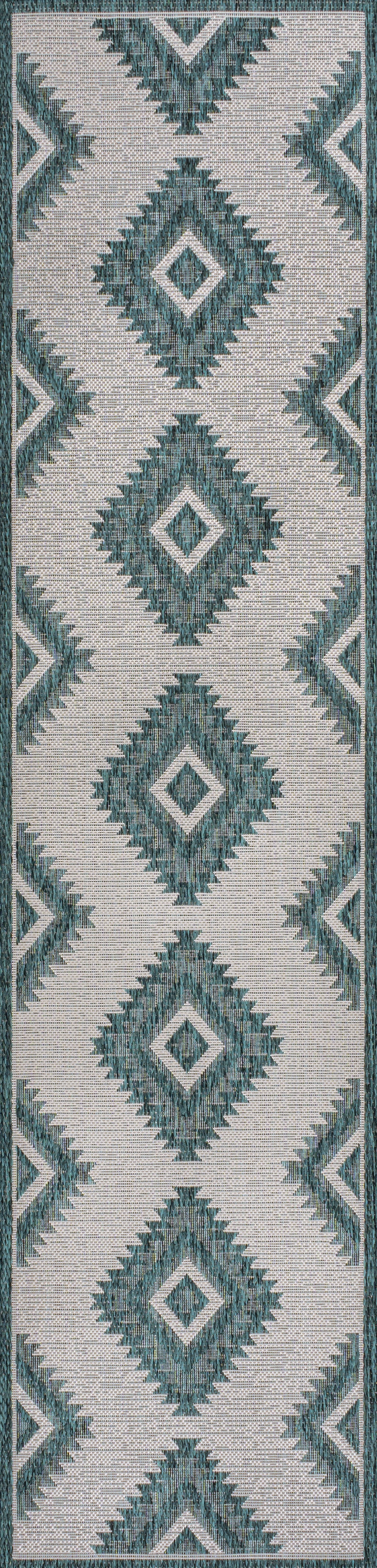 Lior Geometric Moroccan Diamond Indoor/Outdoor Runner Rug