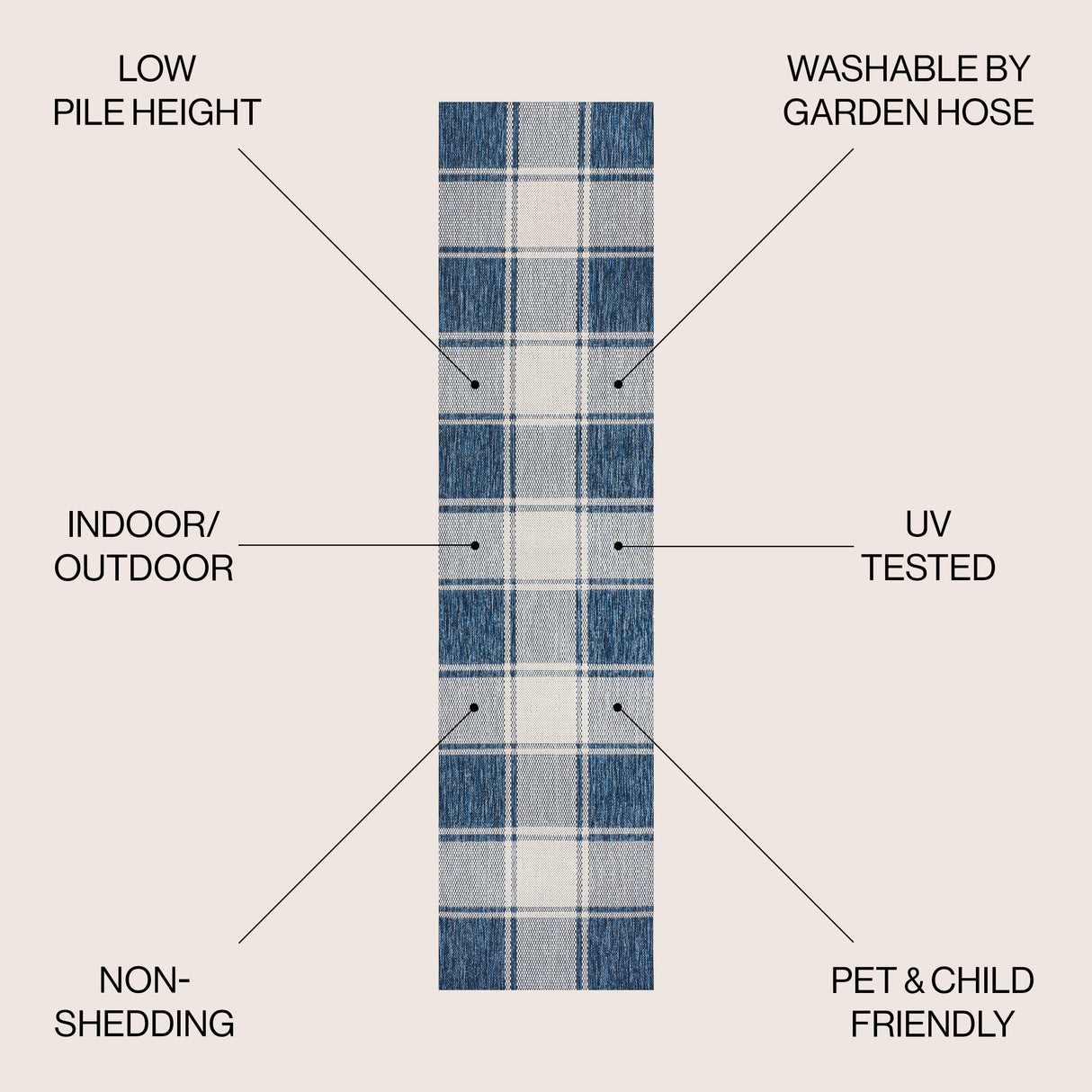 Sabine Traditional Farmhouse Bold Gingham Indoor/Outdoor Runner Rug