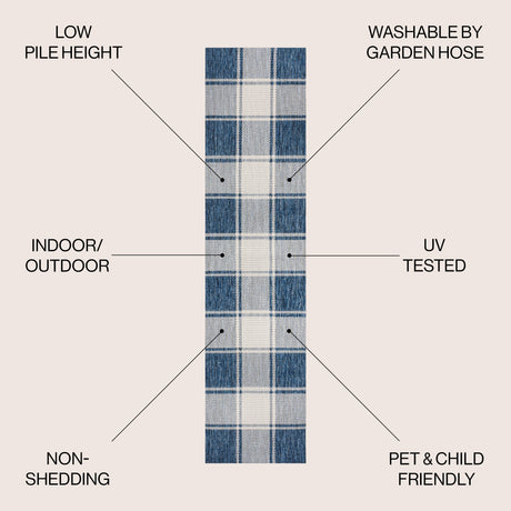 Sabine Traditional Farmhouse Bold Gingham Indoor/Outdoor Runner Rug