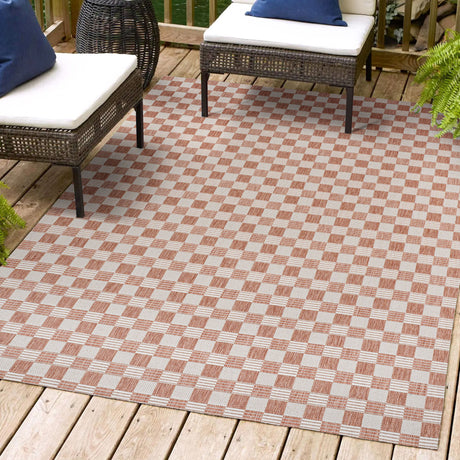 Aimee Traditional Cottage Chic Checkerboard Indoor/Outdoor Area Rug
