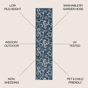 Maribel Traditional Classic All-Over Scroll Indoor/Outdoor Runner Rug