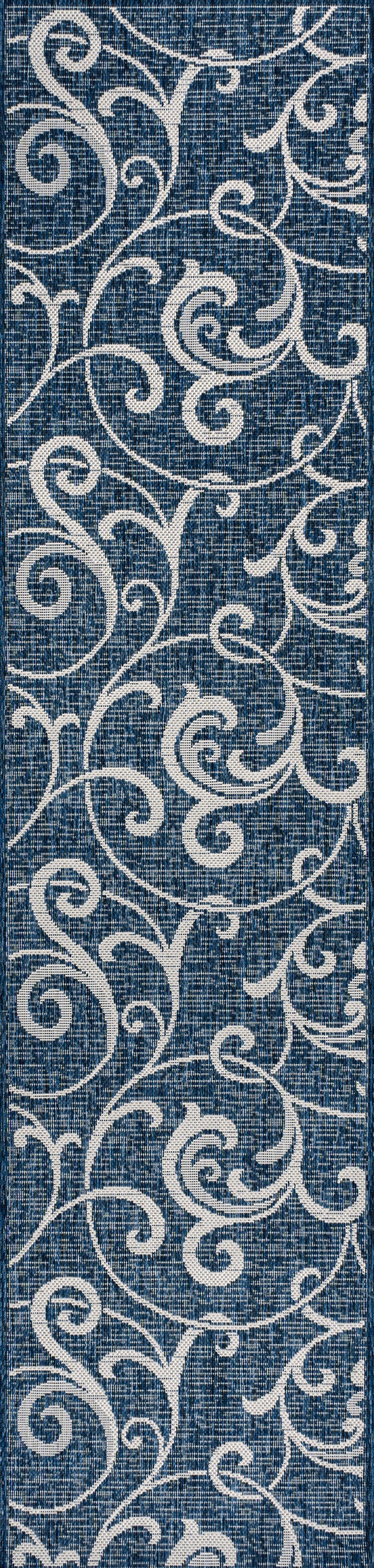 Maribel Traditional Classic All-Over Scroll Indoor/Outdoor Runner Rug