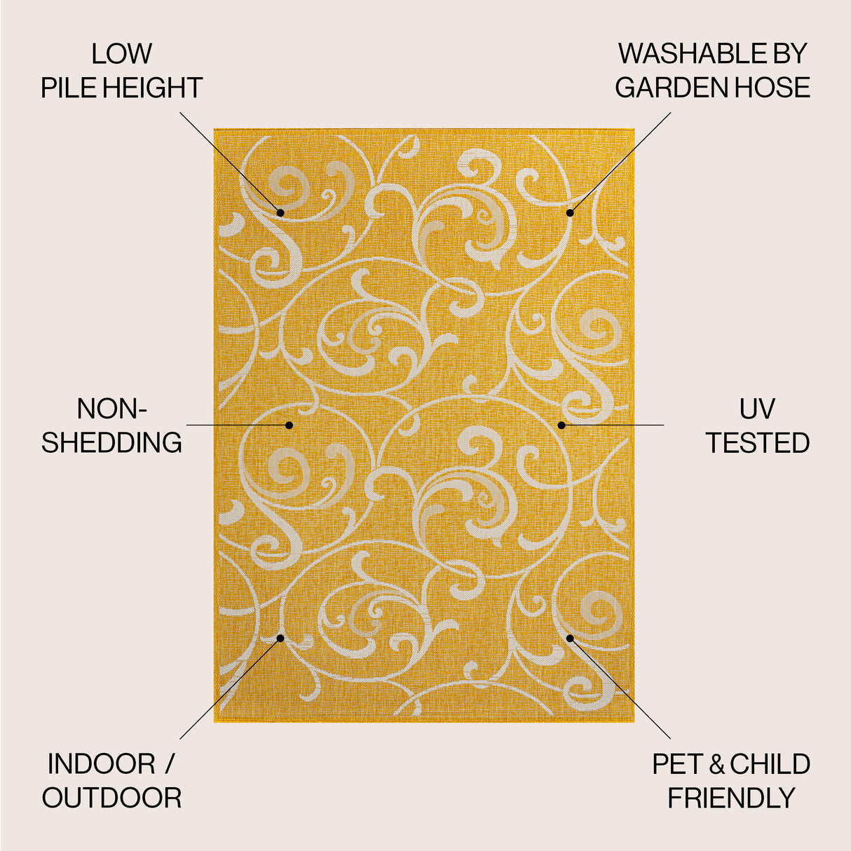 Maribel Traditional Classic Bold All-Over Scroll Indoor/Outdoor Area Rug