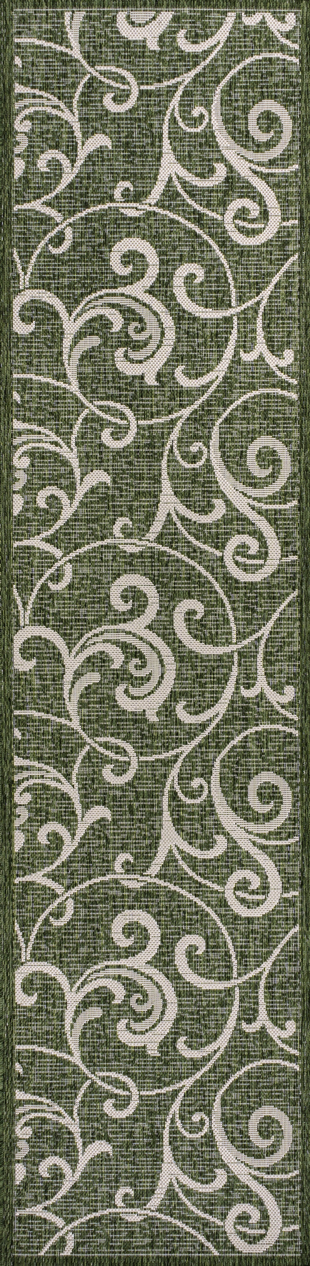 Maribel Traditional Classic All-Over Scroll Indoor/Outdoor Runner Rug