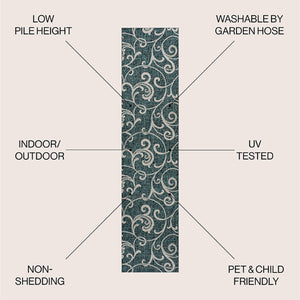 Maribel Traditional Classic All-Over Scroll Indoor/Outdoor Runner Rug
