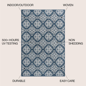 Amora Traditional Mediterranean Tile Design Indoor/Outdoor Area Rug