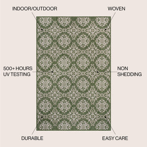 Amora Traditional Mediterranean Tile Design Indoor/Outdoor Area Rug