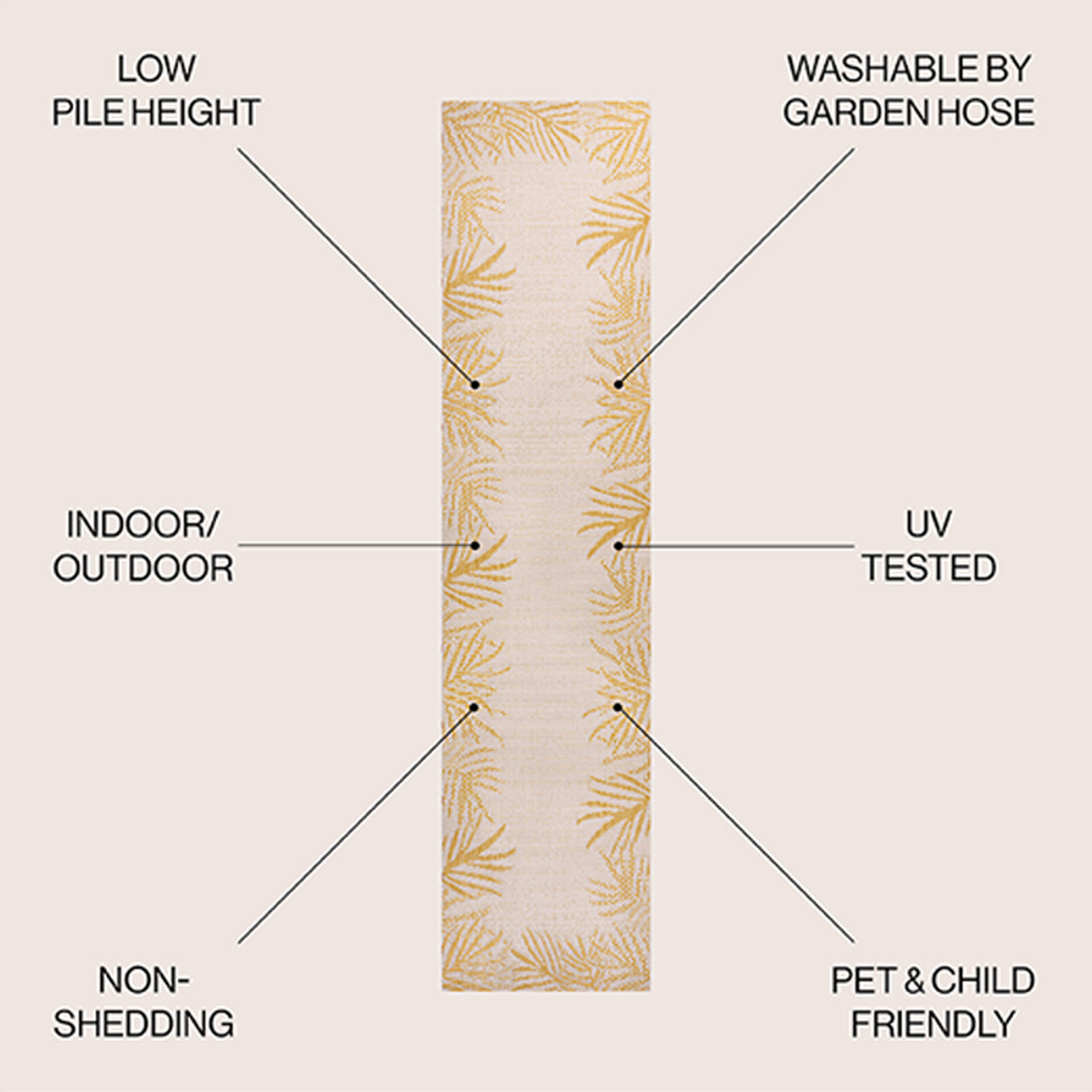 Isla Coastal Cottage Palm Frond Border Indoor/Outdoor Runner Rug