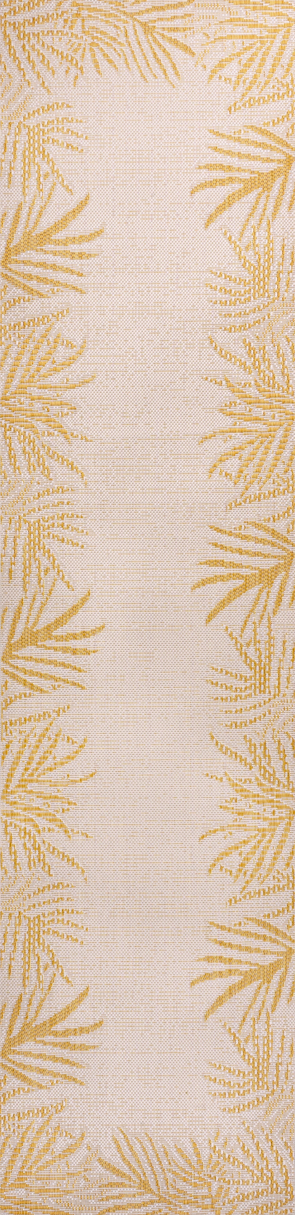 Isla Coastal Cottage Palm Frond Border Indoor/Outdoor Runner Rug