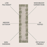 Isla Coastal Cottage Palm Frond Border Indoor/Outdoor Runner Rug