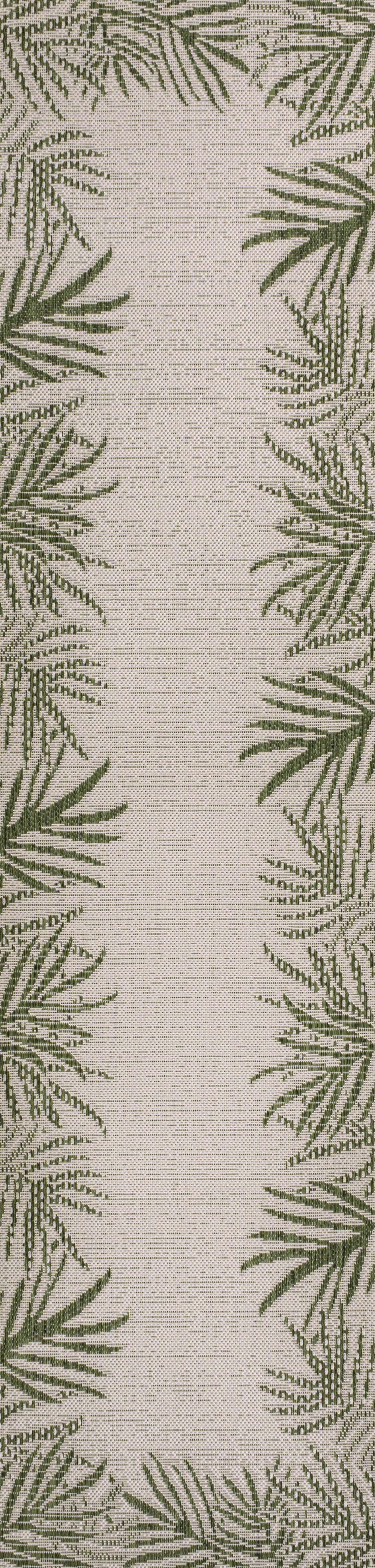 Isla Coastal Cottage Palm Frond Border Indoor/Outdoor Runner Rug