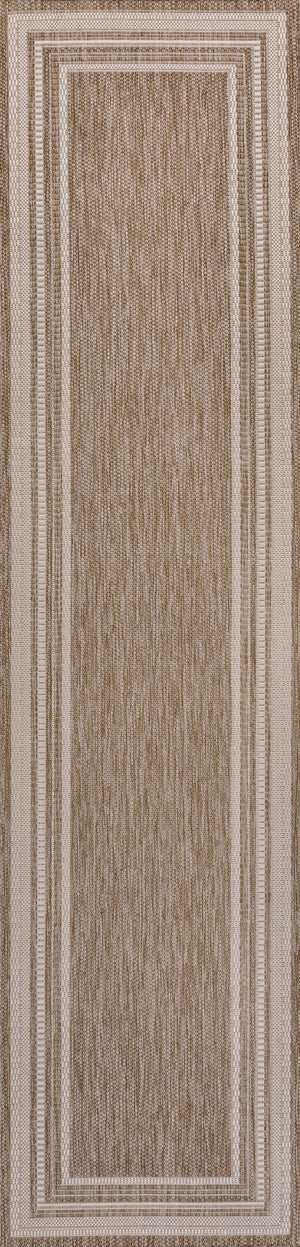Lido Traditional Casual Pinstripe Border Indoor/Outdoor Runner Rug