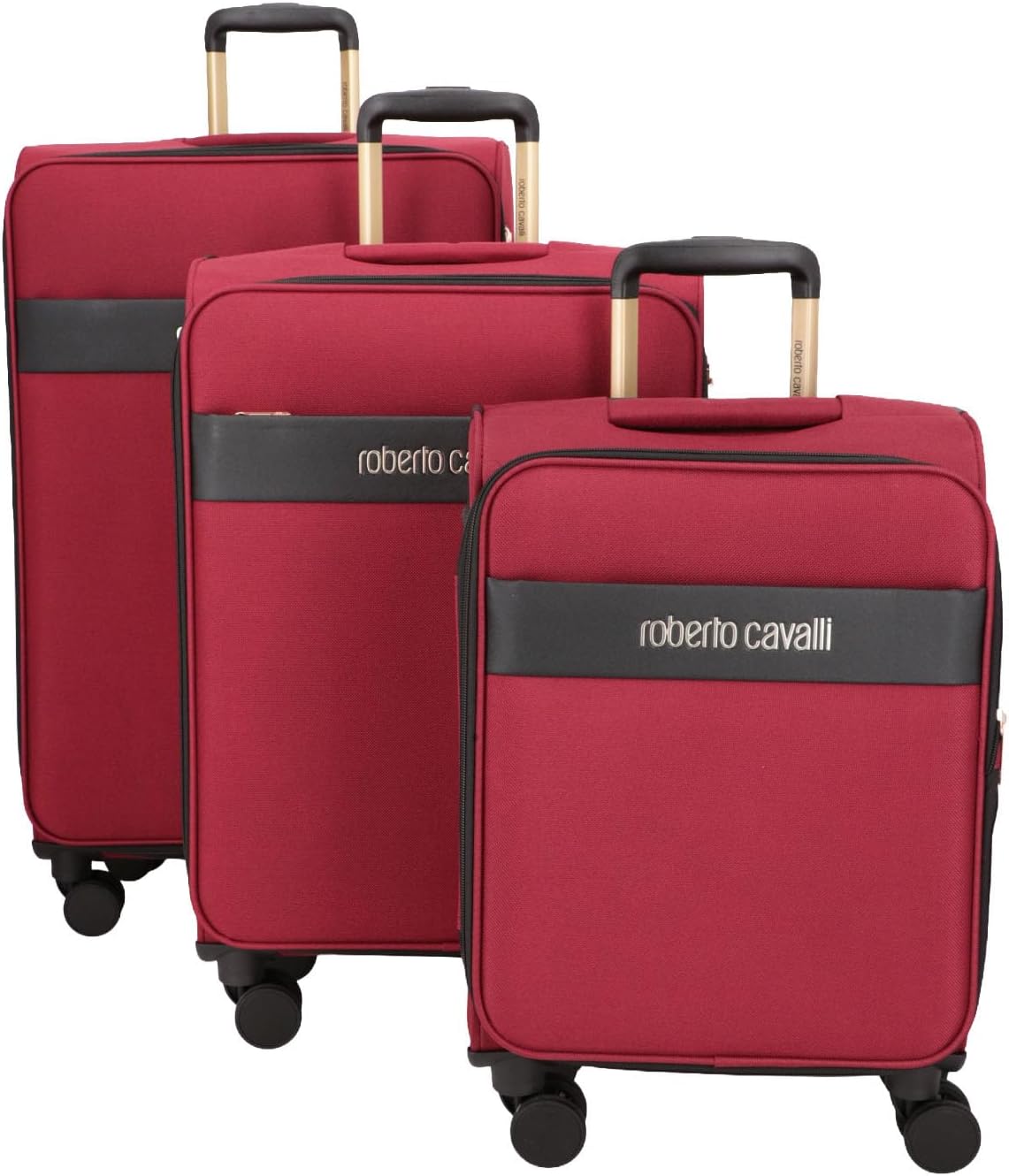 ROBERTO CAVALLI 3-Piece Softside Spinner Luggage Set – Luxury Carry-On & Checked Suitcases