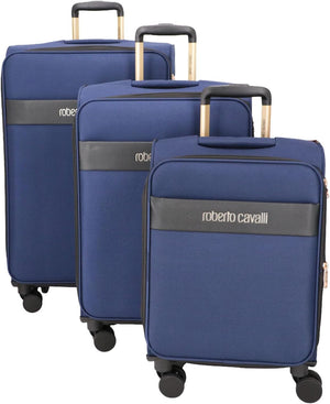 ROBERTO CAVALLI 3-Piece Softside Spinner Luggage Set – Luxury Carry-On & Checked Suitcases
