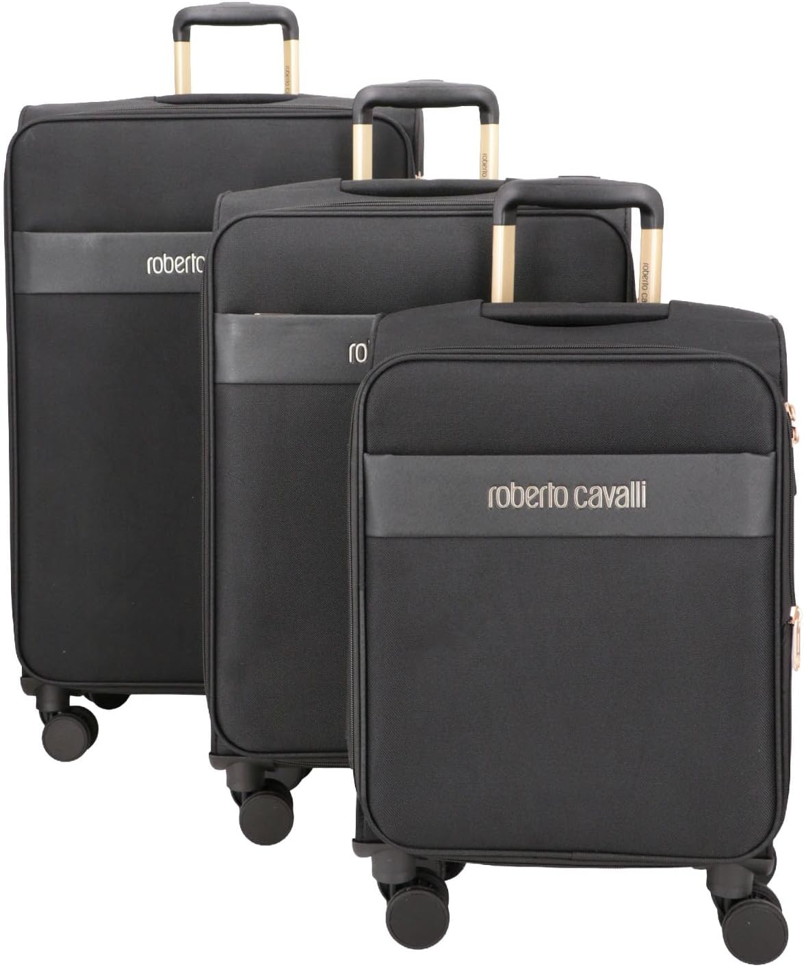 ROBERTO CAVALLI 3-Piece Softside Spinner Luggage Set – Luxury Carry-On & Checked Suitcases