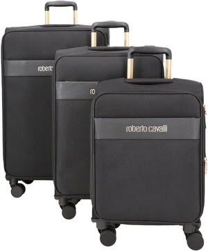 ROBERTO CAVALLI 3-Piece Softside Spinner Luggage Set – Luxury Carry-On & Checked Suitcases