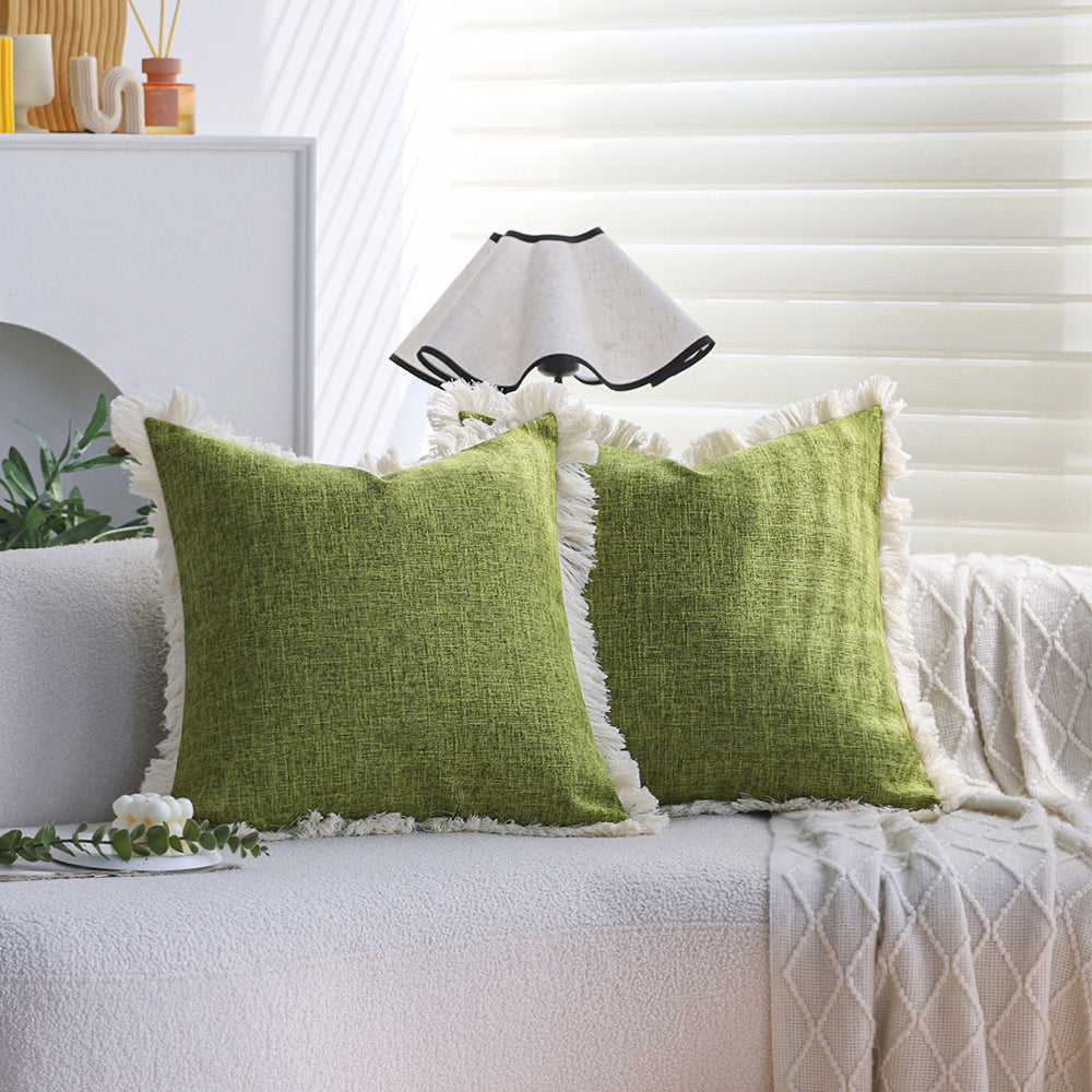 Boho-chic style lumbar throw pillow covers Pack of 2 size 12"x20" and 18"x18"