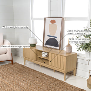 Gennaro Farmhouse 3-Storage Sliding Door TV Stand Fits TVs up to 65 in. with Cable Management