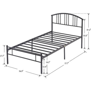 Twin size Black Metal Platform Bed Frame with Arched Headboard