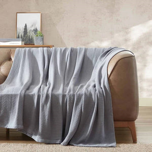 Twin size Cozy Lightweight Grey 100-Percent Cotton Blanket - Machine Washable