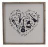 Square framed heart shape musical instruments wall decor