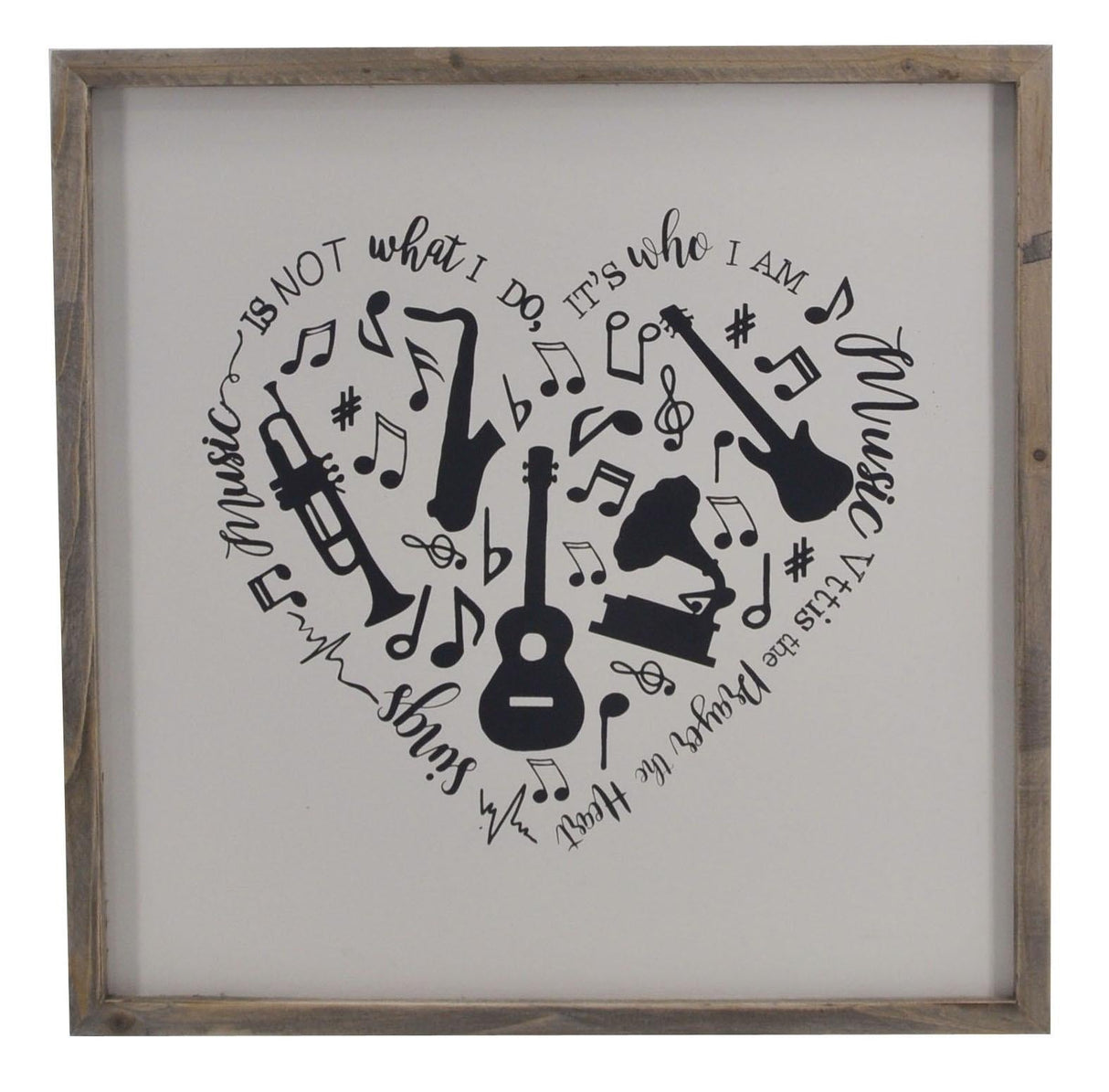 Square framed heart shape musical instruments wall decor