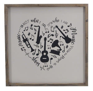 Square framed heart shape musical instruments wall decor