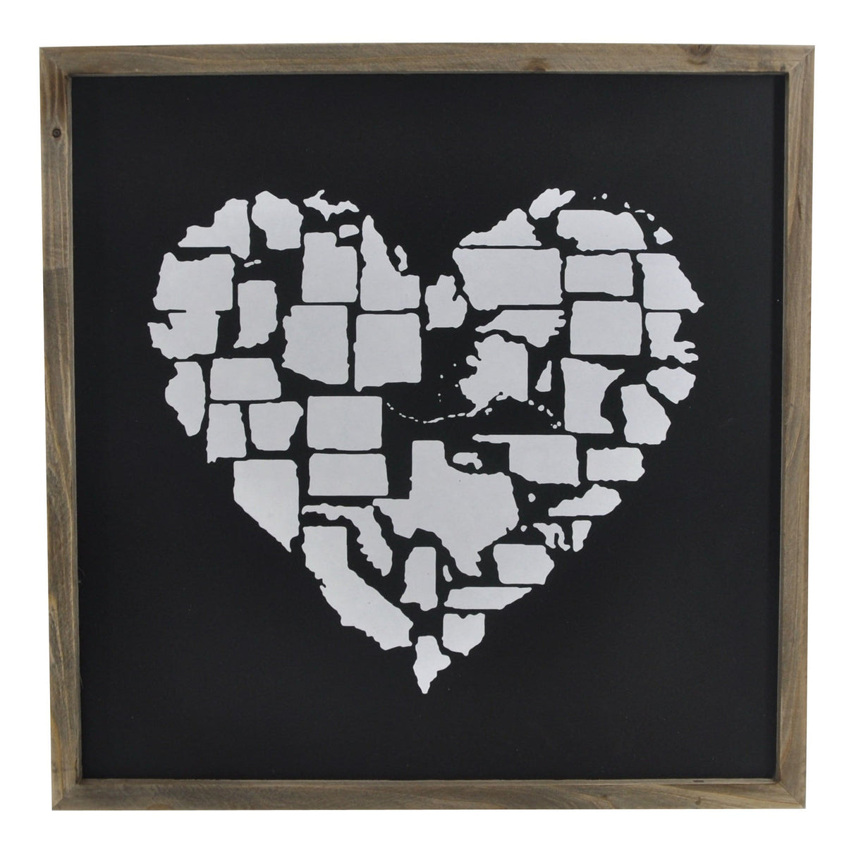 Square framed heart shape u.s.a wall decor