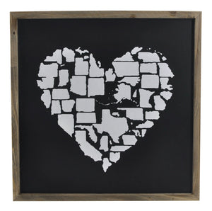 Square framed heart shape u.s.a wall decor