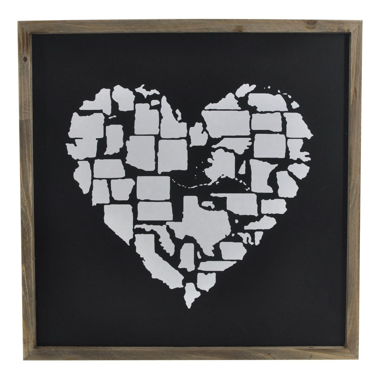 Square framed heart shape u.s.a wall decor