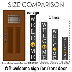 72in Black Welcome Sign,Rustic Tall Welcome Sign for Front Porch Decor, Modern Farmhouse Welcome Porch Sign Wood Vertical Décor