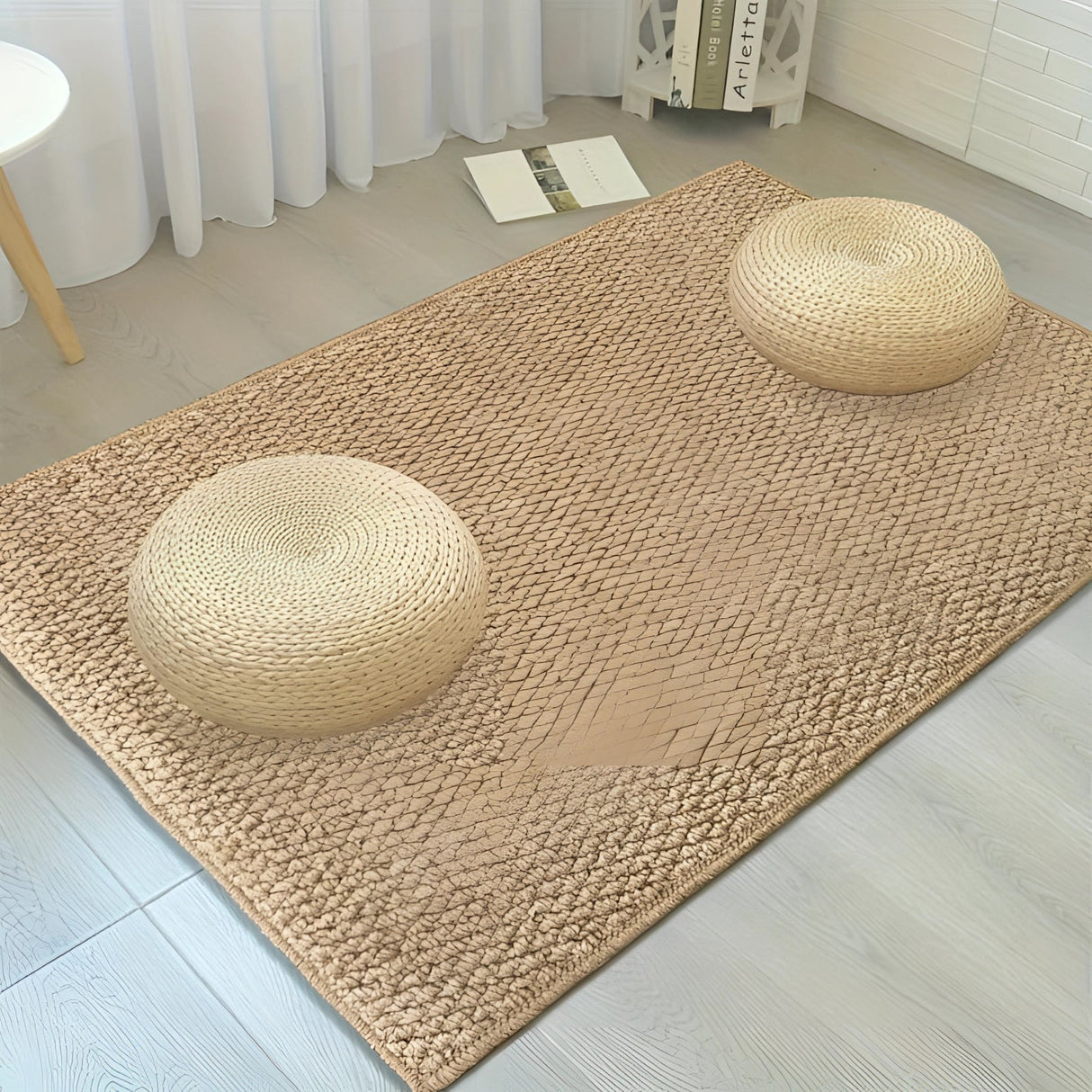 Washable Non Slip Indoor Doormat Beige Jute Look Entry Rug 50x80-80x120cm