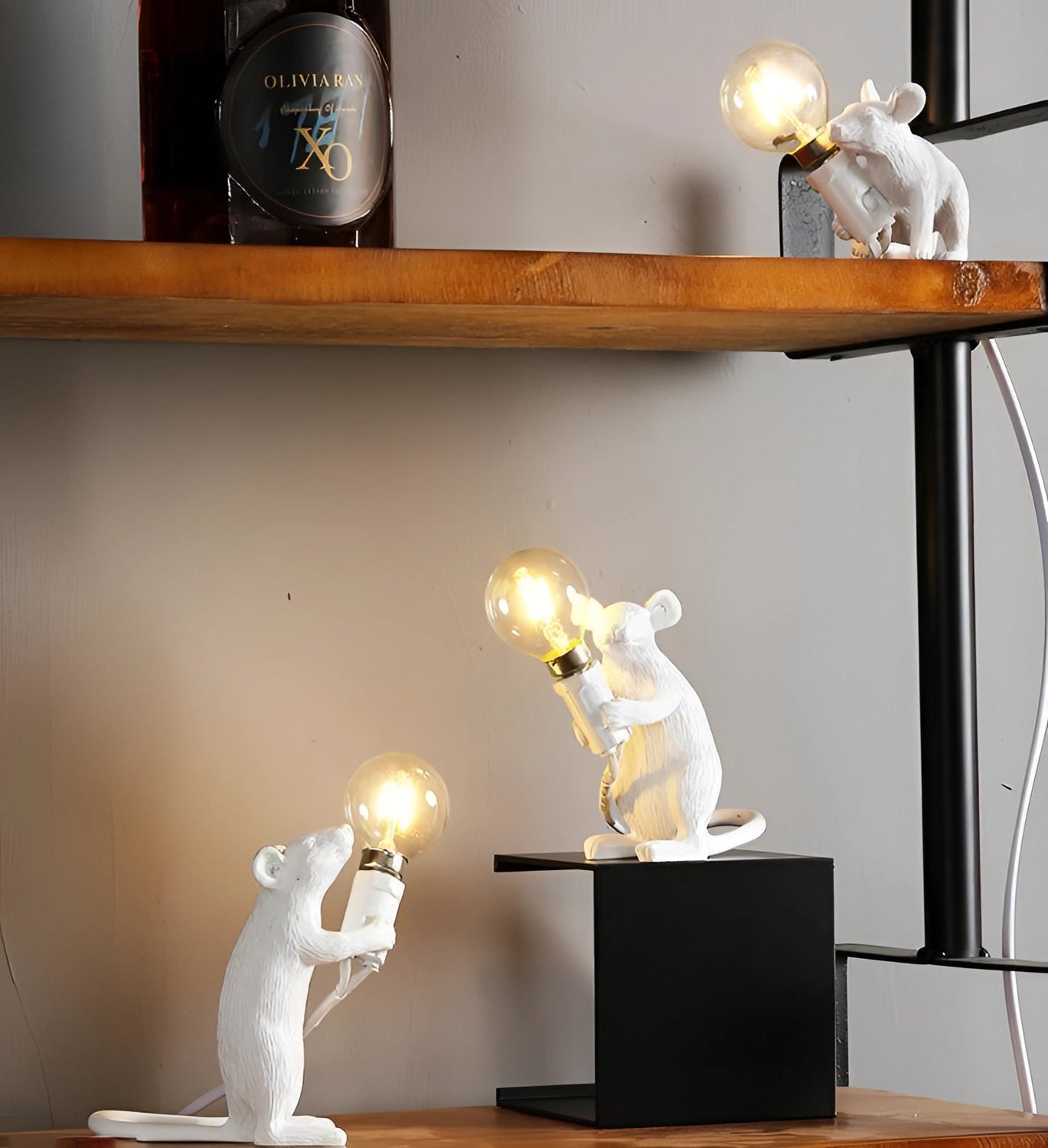 Gold Mouse Table Lamp Animal Shaped Desk Light Quirky Home Decor