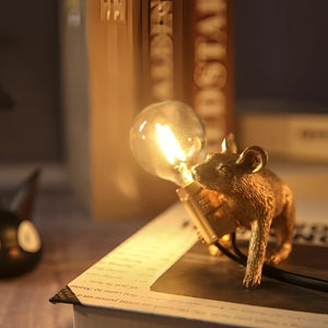 Gold Mouse Table Lamp Animal Shaped Desk Light Quirky Home Decor