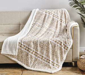 Faith, Hope, Love Home Decor Microplush Blanket Beige Aztec