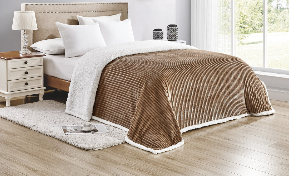 Decor&More Home Essentials Corduroy Sherpa Blanket (Multiple Size Options)