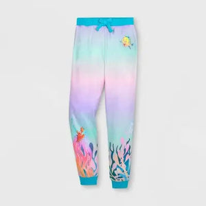 The Little Mermaid Kids Mid Rise Tapered Leg Ankle Jogger Pants Lightweight