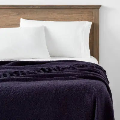 Threshold Faux Mohair Throw Blanket Oversized 80x60 Midweight Knitted Fringe
