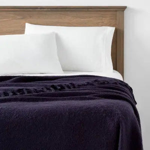 Threshold Faux Mohair Throw Blanket Oversized 80x60 Midweight Knitted Fringe
