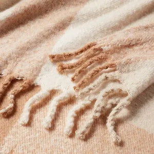 Threshold Faux Mohair Throw Blanket Oversized 80x60 Midweight Knitted Fringe