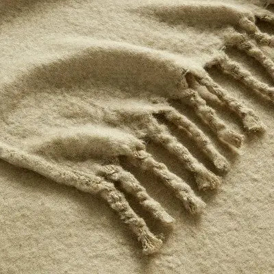 Threshold Faux Mohair Throw Blanket Oversized 80x60 Midweight Knitted Fringe
