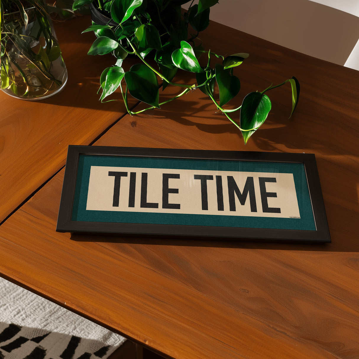 Framed Tile Time Mahjong Art Scroll Sign