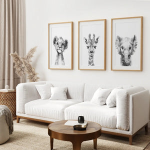 Black and White Jungle Animal Baby Room Decor