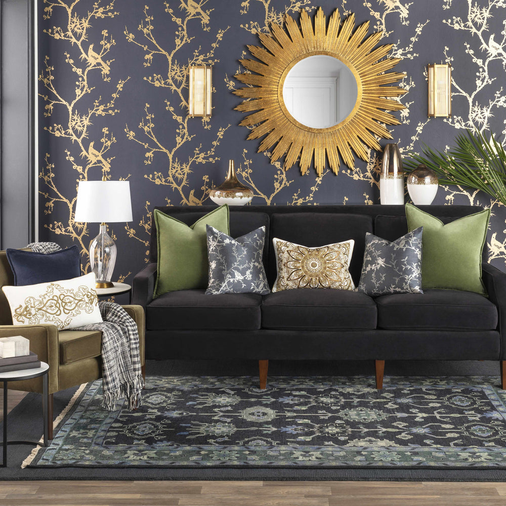 Brockton Solid Dark Blue Wool Rug